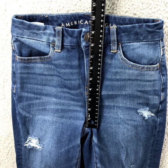 AMERICAN EAGLE Womens Size 0 SHORT Dream Curvy Hi-Rise Distressed Jegging Jeans - Picture 13 of 16